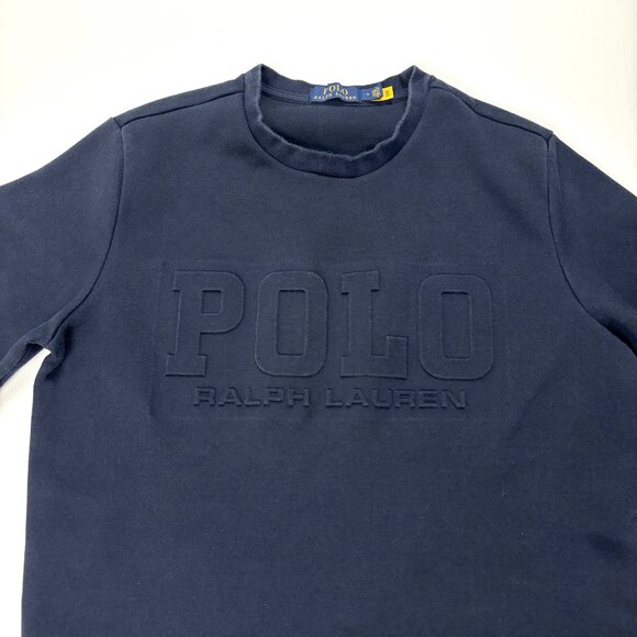Polo Ralph Lauren Embossed Crewneck Sweatshirt Navy Blue Sz M Logo - Picture 2 of 6